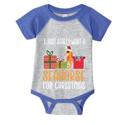 Cute Christmas Seahorse I Want A Seahorse Funny Gift Infant Baby Jersey Bodysuit