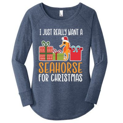 Cute Christmas Seahorse I Want A Seahorse Funny Gift Women's Perfect Tri Tunic Long Sleeve Shirt