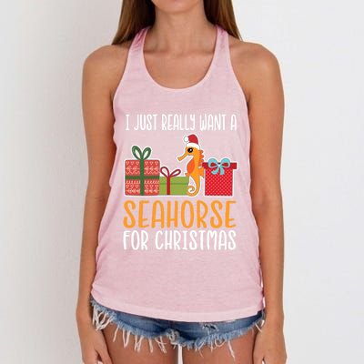 Cute Christmas Seahorse I Want A Seahorse Funny Gift Women's Knotted Racerback Tank