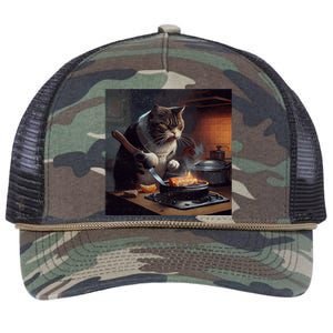 Cat Cooking Steak Meaningful Gift Retro Rope Trucker Hat Cap