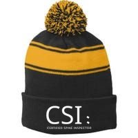 Csi Certified Spine Inspector Stripe Pom Pom Beanie