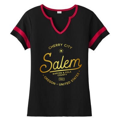 Cherry City Salem Oregon Marion & Polk County 1842 Ladies Halftime Notch Neck Tee