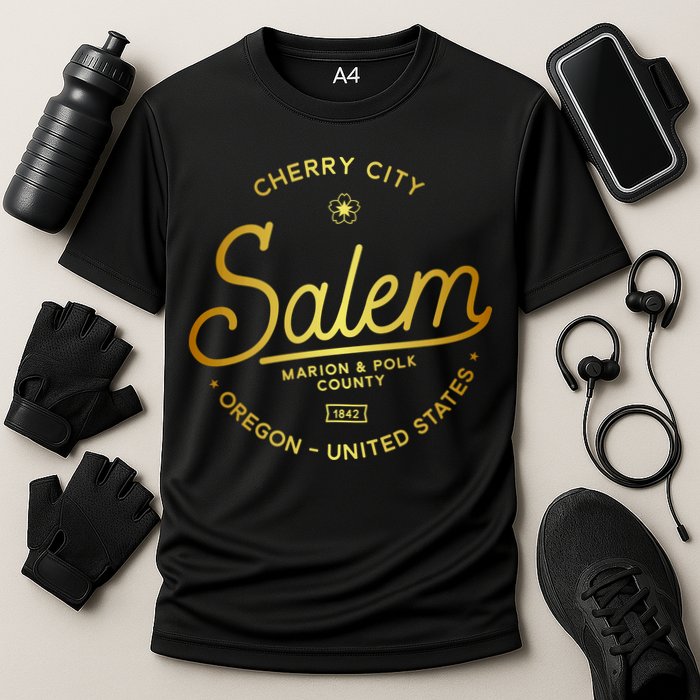 Cherry City Salem Oregon Marion & Polk County 1842 Cooling Performance Crew T-Shirt