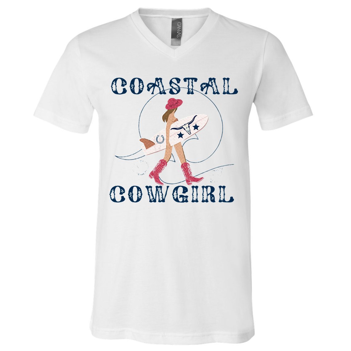 Coastal Cowgirl Surf Beach V-Neck T-Shirt