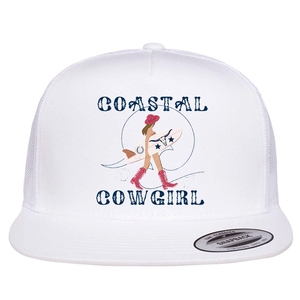 Coastal Cowgirl Surf Beach Flat Bill Trucker Hat