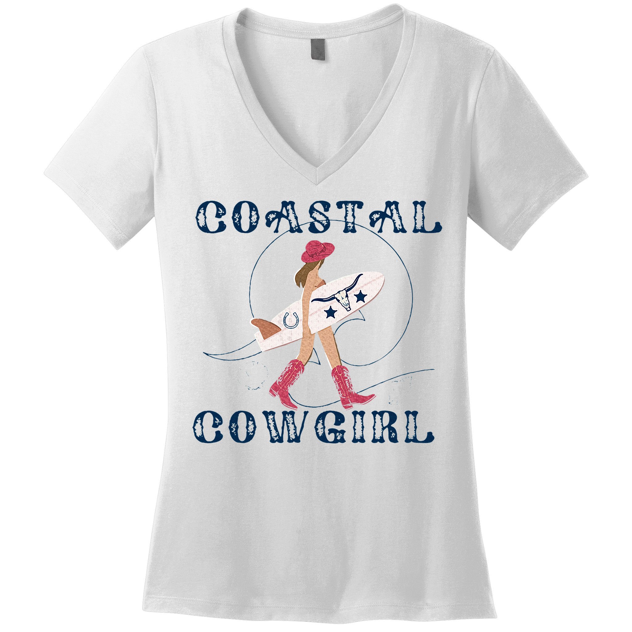 Coastal Cowgirl Surf Beach Women's V-Neck T-Shirt