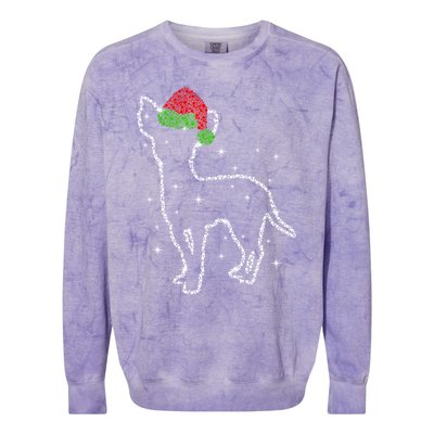 Cute Chihuahua Santa Hat Christmas Lights Dog Lover Xmas Gift Colorblast Crewneck Sweatshirt