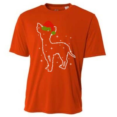 Cute Chihuahua Santa Hat Christmas Lights Dog Lover Xmas Gift Cooling Performance Crew T-Shirt