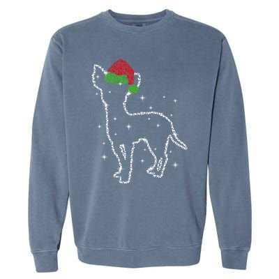 Cute Chihuahua Santa Hat Christmas Lights Dog Lover Xmas Gift Garment-Dyed Sweatshirt