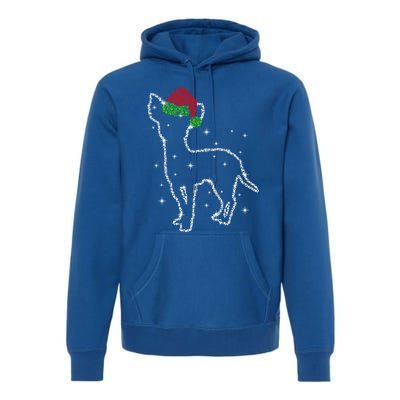 Cute Chihuahua Santa Hat Christmas Lights Dog Lover Xmas Gift Premium Hoodie