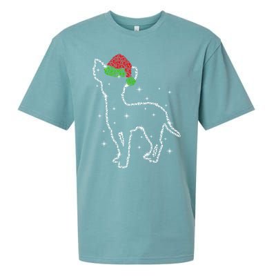 Cute Chihuahua Santa Hat Christmas Lights Dog Lover Xmas Gift Sueded Cloud Jersey T-Shirt