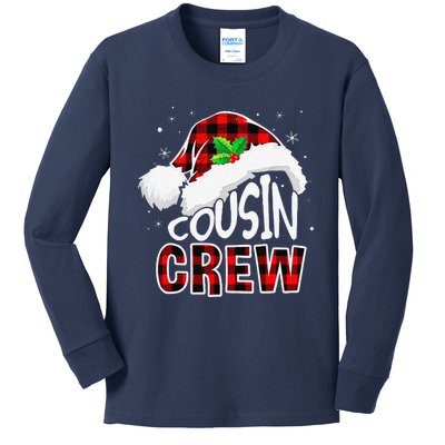 Cousin Crew Santa Hat Christmas Family Pajamas Kids Long Sleeve Shirt