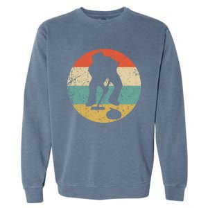 Curling Curler Silhouette Retro Sports Gift Garment-Dyed Sweatshirt