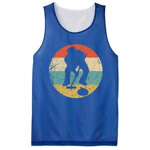 Curling Curler Silhouette Retro Sports Gift Mesh Reversible Basketball Jersey Tank