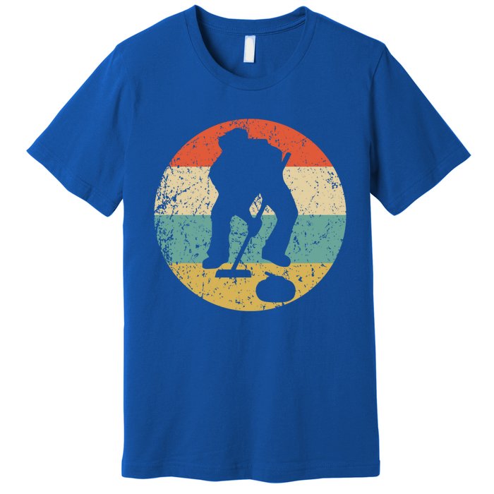 Curling Curler Silhouette Retro Sports Gift Premium T-Shirt