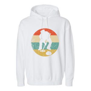 Curling Curler Silhouette Retro Sports Gift Garment-Dyed Fleece Hoodie