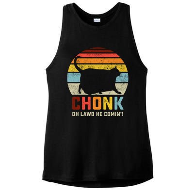 Chonk Cat Scale Meme Funny Retro Style Vintage Cats Memes Ladies PosiCharge Tri-Blend Wicking Tank