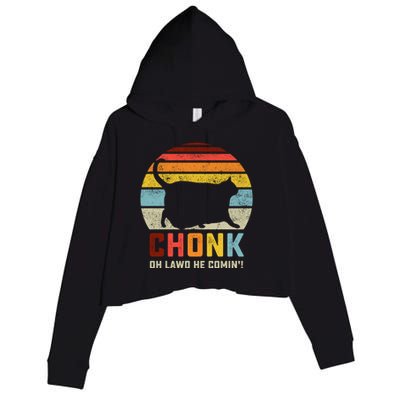 Chonk Cat Scale Meme Funny Retro Style Vintage Cats Memes Crop Fleece Hoodie