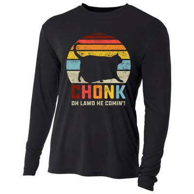 Chonk Cat Scale Meme Funny Retro Style Vintage Cats Memes Cooling Performance Long Sleeve Crew