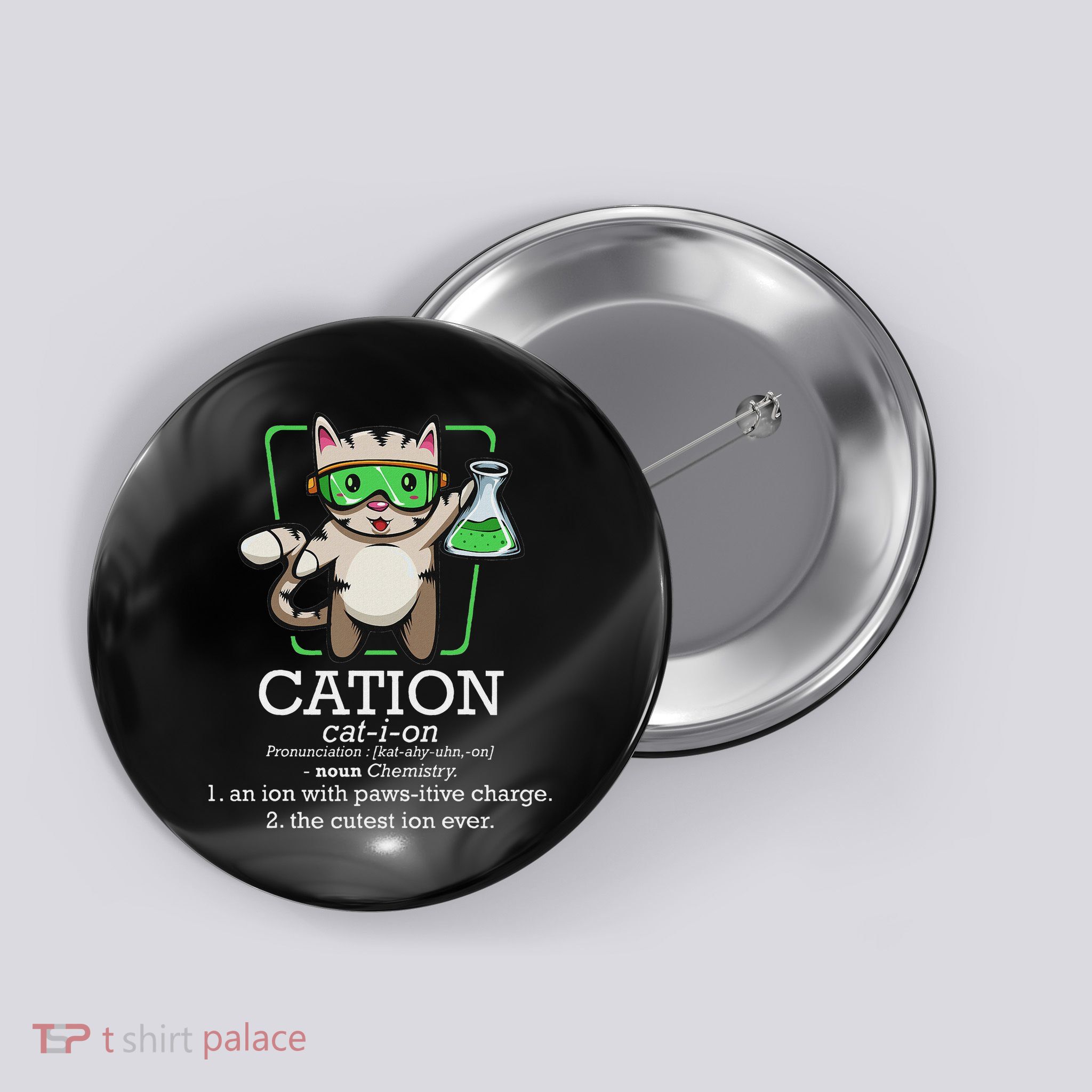 Cation Cute Science Cat Pawsitive Element Chemistry Teacher Button