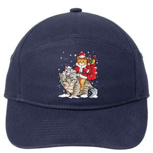 Cat Christmas Santa Caticorn Unicorn Meowy Catmas Xmas Great Gift 7-Panel Snapback Hat