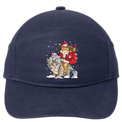 Cat Christmas Santa Caticorn Unicorn Meowy Catmas Xmas Great Gift 7-Panel Snapback Hat