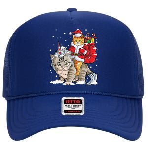 Cat Christmas Santa Caticorn Unicorn Meowy Catmas Xmas Great Gift High Crown Mesh Back Trucker Hat