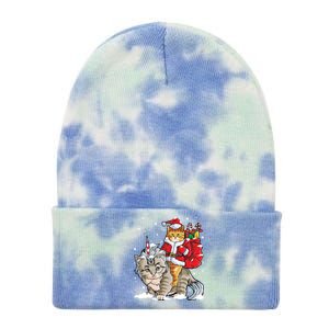 Cat Christmas Santa Caticorn Unicorn Meowy Catmas Xmas Great Gift Tie Dye 12in Knit Beanie