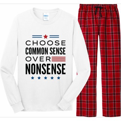 Choose Common Sense Over Nonsense Kamala Harris 2024 Long Sleeve Pajama Set