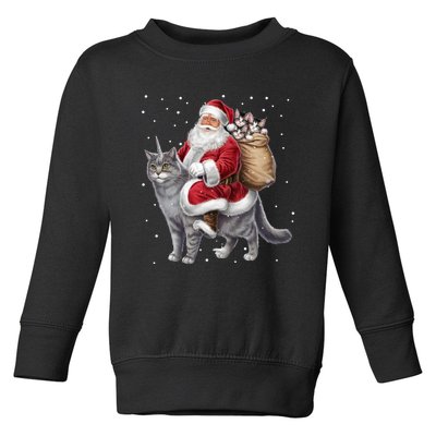 Cat Christmas Santa Cat Unicorn Meowy Catmas Xmas Toddler Sweatshirt