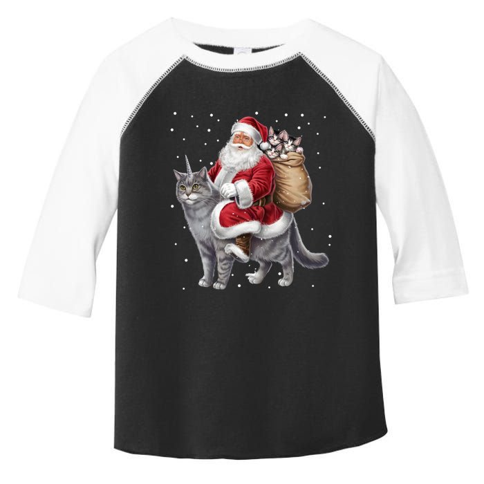 Cat Christmas Santa Cat Unicorn Meowy Catmas Xmas Toddler Fine Jersey T-Shirt