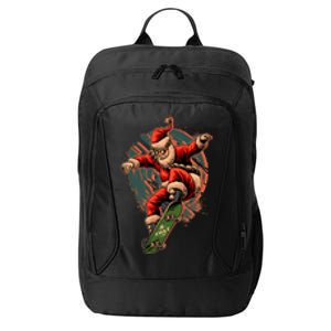 Cool Christmas Skateboarding Santa Claus City Backpack