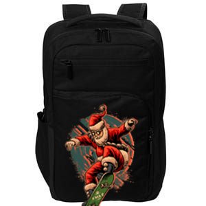 Cool Christmas Skateboarding Santa Claus Impact Tech Backpack