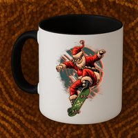 Cool Christmas Skateboarding Santa Claus Mug