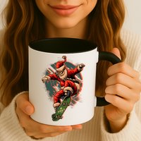 Cool Christmas Skateboarding Santa Claus Mug