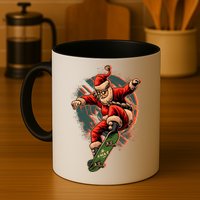 Cool Christmas Skateboarding Santa Claus Mug