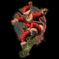Cool Christmas Skateboarding Santa Claus Mug
