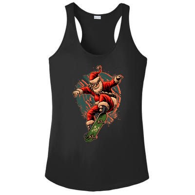 Cool Christmas Skateboarding Santa Claus Ladies PosiCharge Competitor Racerback Tank