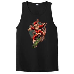 Cool Christmas Skateboarding Santa Claus PosiCharge Competitor Tank