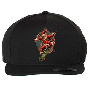 Cool Christmas Skateboarding Santa Claus Wool Snapback Cap