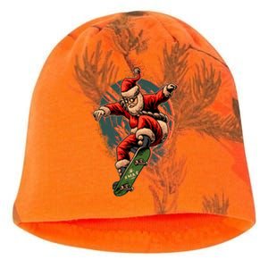 Cool Christmas Skateboarding Santa Claus Kati - Camo Knit Beanie