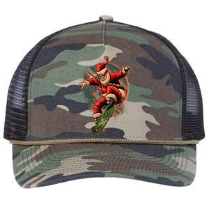 Cool Christmas Skateboarding Santa Claus Retro Rope Trucker Hat Cap