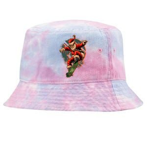 Cool Christmas Skateboarding Santa Claus Tie-Dyed Bucket Hat