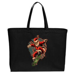 Cool Christmas Skateboarding Santa Claus Cotton Canvas Jumbo Tote