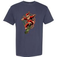 Cool Christmas Skateboarding Santa Claus Garment-Dyed Heavyweight T-Shirt