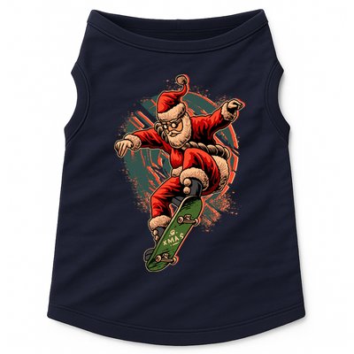 Cool Christmas Skateboarding Santa Claus Doggie Tank