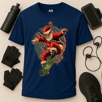 Cool Christmas Skateboarding Santa Claus Cooling Performance Crew T-Shirt