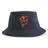 Cool Christmas Skateboarding Santa Claus Sustainable Bucket Hat