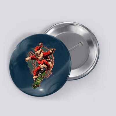 Cool Christmas Skateboarding Santa Claus Button