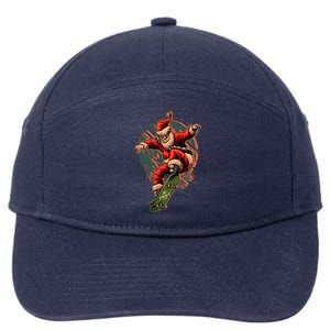 Cool Christmas Skateboarding Santa Claus 7-Panel Snapback Hat